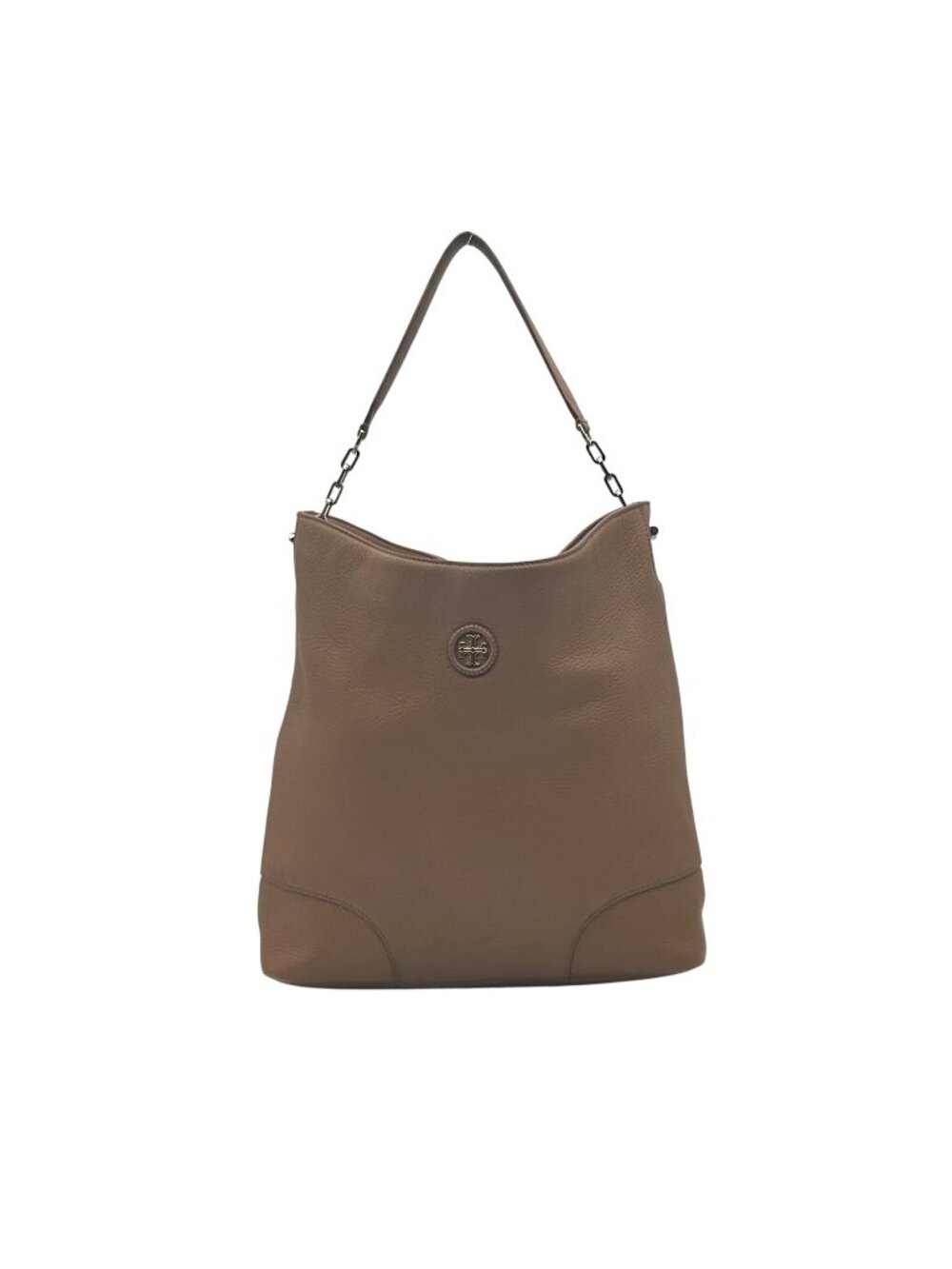 Tory Burch Brown Pebbled Leather Hobo Bag